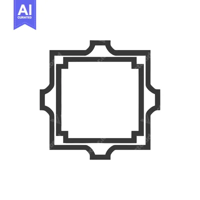 Premium design asset: Geometric Frame: Intricate Double-Layered Square Design with Rounded E