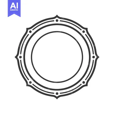 Aset premium populer: Ornate Circular Frame with Decorative Accents, Isolated on White Backg