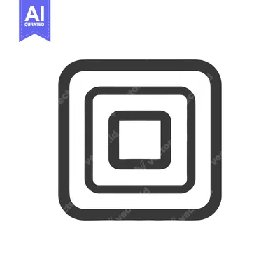 Aset desain premium: Concentric Squares: Minimalist Geometric Design in Dark Gray on White