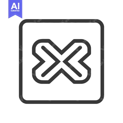Aset premium populer: Bold X Symbol in Rounded Square Frame, Minimalist Design on White