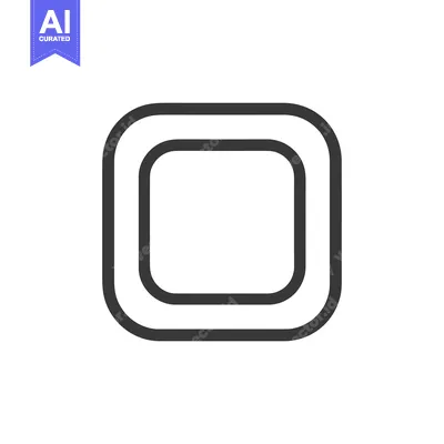 Aset premium populer: Double Rounded Square Outline: Minimalist Geometric Design on White Ba