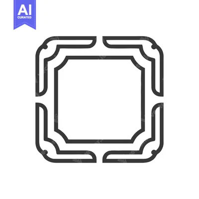 Aset premium populer: Ornate Square Frame: Bold Outline with Decorative Corner Elements on W