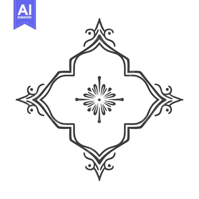 Premium design asset: Ornate Floral Frame with Central Burst, Elegant Decorative Element