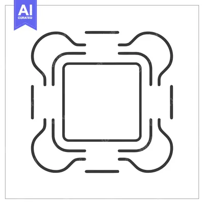 Aset desain premium: Abstract Square Frame with Rounded Elements, Minimalist Design, Black