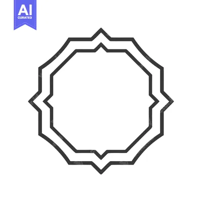 Aset desain premium: Elegant Double-Lined Octagonal Frame with Decorative Notches on White