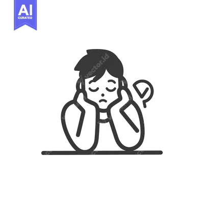 Aset premium populer: A Depressed Person Holding Head With Closed Eyes And Symbol