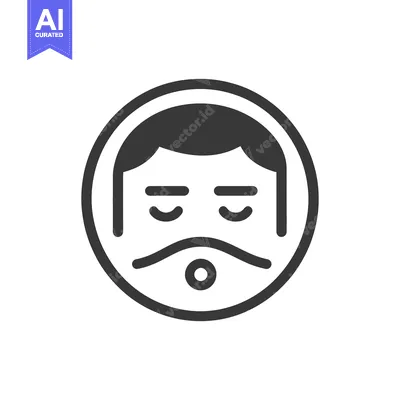 Aset desain premium: A simple black and white icon of a male face