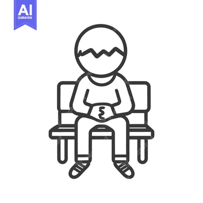 Aset premium populer: A minimalist line drawing of a person seated on a bench