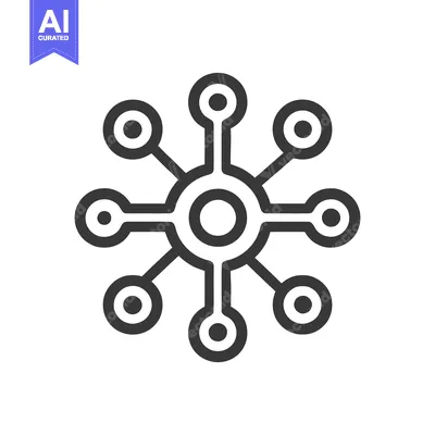 Aset premium populer: Network Connection Icon: Central Hub Linking Multiple Nodes, Simple De