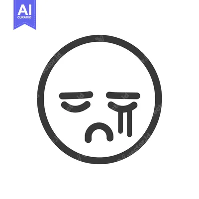 Aset premium populer: A simple grayscale graphic depicting a crying emoji face