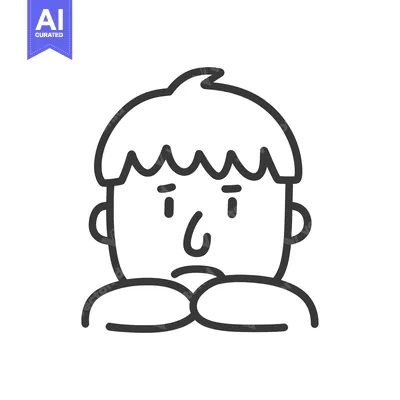 Aset premium populer: A stylized illustration of a person with a sad expression