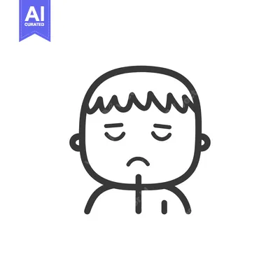 Aset premium populer: A simple line drawing of a child with a sad expression
