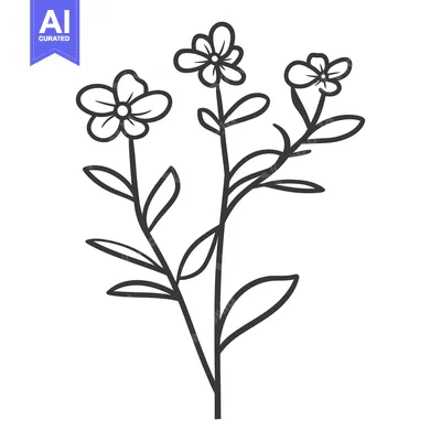 Popular premium asset: Three simple flowers on stems with multiple leaves are shown