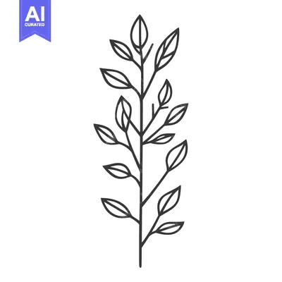 Premium design asset: A simple illustration depicts a branch with many leaves
