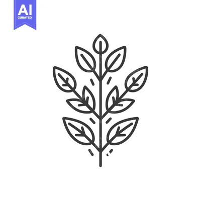Premium design asset: A simple illustration of a plant stem with multiple leaves