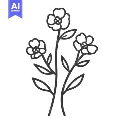 Aset premium populer: Simple black and white outline of a floral plant composition