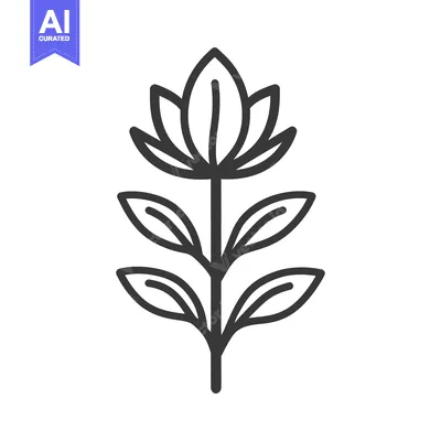 Aset premium populer: A single line drawing of a stylized flower and leaves