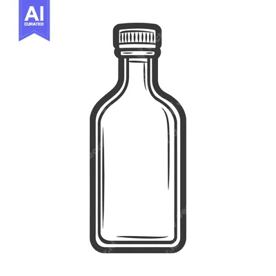 Aset desain premium: A minimalist black and white drawing of a sealed bottle
