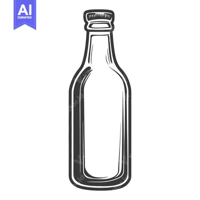 Aset premium populer: A detailed monochrome illustration depicting a bottle with a cap