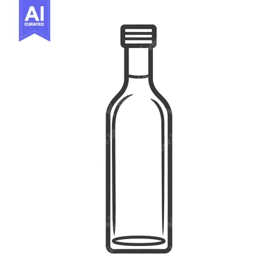 Premium design asset: A simple illustrated outline depiction of a glass bottle