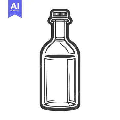 Aset premium populer: A simple monochrome drawing of a glass bottle with a cap