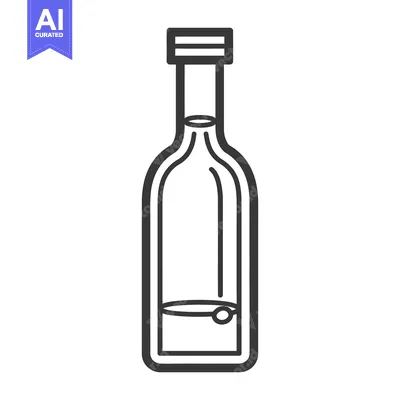 Premium design asset: A simple outlined illustration of a sealed liquor or beverage bottle
