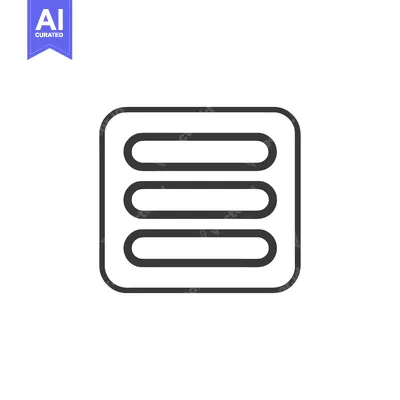 Aset desain premium: Hamburger Menu Icon: Simple Rounded Square with Three Horizontal Lines