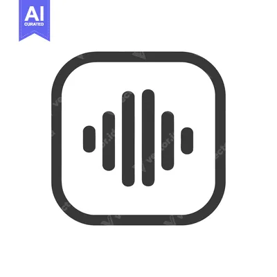 Aset desain premium: Minimalist Sound Wave Icon in Rounded Square Frame, Dark Gray on White
