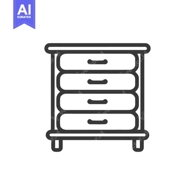 Premium design asset: Minimalist Chest of Drawers Icon with Rounded Handles and Legs