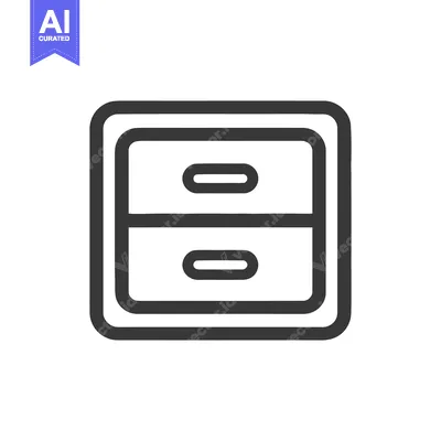 Aset desain premium: Minimalist Filing Cabinet Icon with Two Drawers and Rounded Edges
