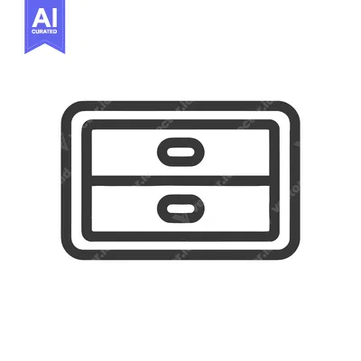 Aset desain premium: Minimalist Two-Drawer Chest Icon with Rounded Edges and Oval Pulls