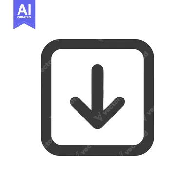 Aset premium populer: Download Icon: Simple Dark Gray Arrow in Rounded Square Frame on White
