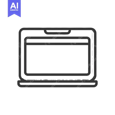 Aset premium populer: Minimalist Laptop Icon with Rough Edges, Isolated on White Background