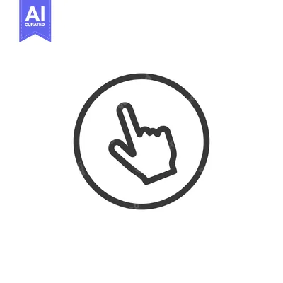 Aset desain premium: Finger Tap Icon: Minimalist Design in Circular Frame, Black and White