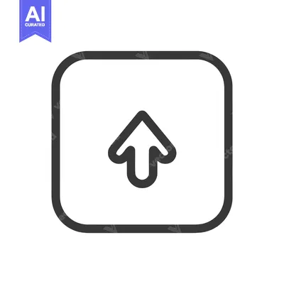 Aset premium populer: Minimalist Up Arrow Icon in Rounded Square Frame, Gray on White Backgr