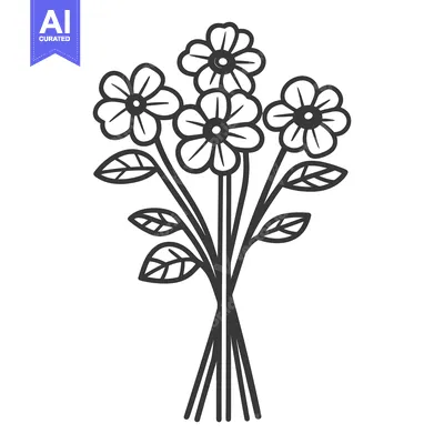 Aset desain premium: A Simple Monochrome Image of a Floral Bouquet Arrangement