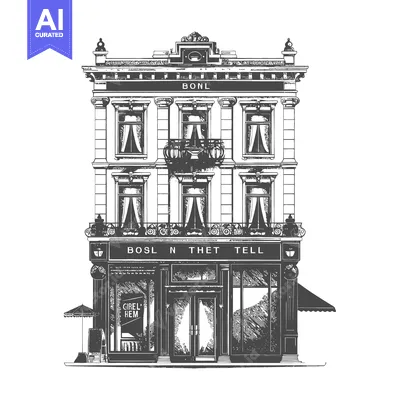 Aset premium populer: Elegant European style building architectural sketch