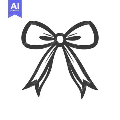 Premium design asset: A simplistic illustration depicting a tied bow with flowing ribbons