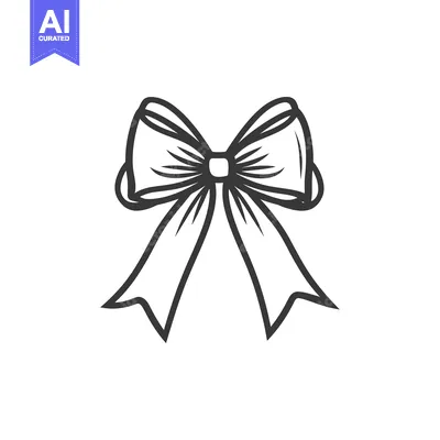 Aset premium populer: A simple black and white illustration of a decorative bow
