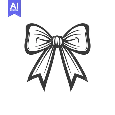 Aset premium populer: An illustrated monochrome bow with ribbons and symmetrical design