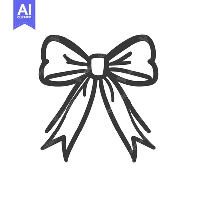 Aset premium populer: A black and white illustration of a decorative bow