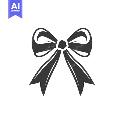 Aset desain premium: Decorative black and white bow tied elegantly on a white background
