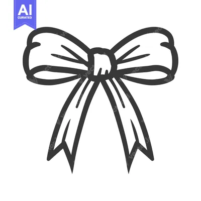 Aset desain premium: A simple black and white image depicting a decorative bow