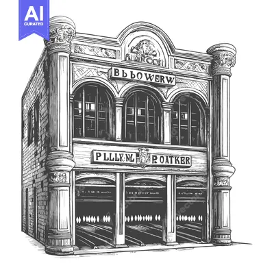 Aset premium populer: Ornate Building Architectural Drawing Featuring Columns And Arches