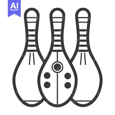 Aset desain premium: Three bowling pins are lined up in a black and white image