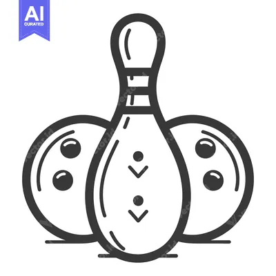 Aset desain premium: Simple black and white illustration of bowling pin and balls