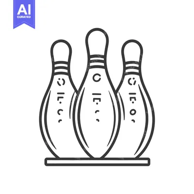 Popular premium asset: Three bowling pins standing together on a flat rectangular platform