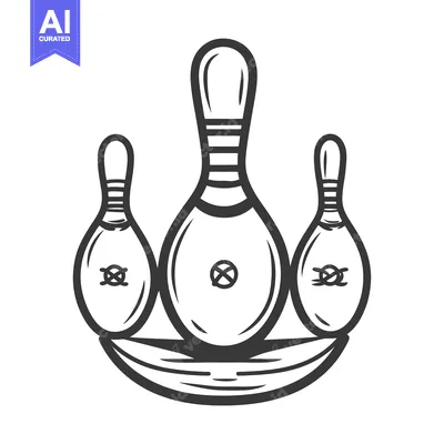 Premium design asset: Three bowling pins in a stylized illustration standing upright togethe