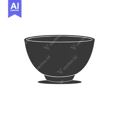 A simple silhouette of a dark colored bowl on a white background