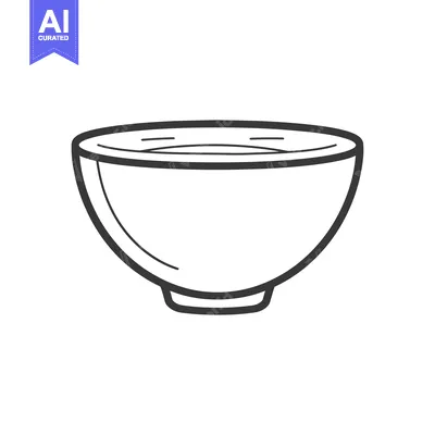 Aset premium populer: A simple white bowl image with distinct black outlines drawn